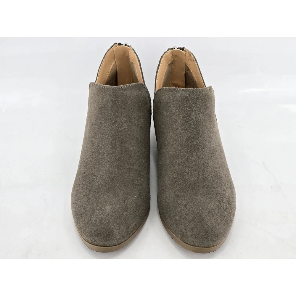 Kenneth Cole Reaction Sideway Ankle Boots Women 6 Grey Suede Zip Back